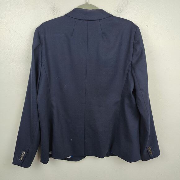 J Crew Parke Wool Flannel Blazer Womens 16 Navy Blue Preppy Dark Academia - Picture 10 of 11